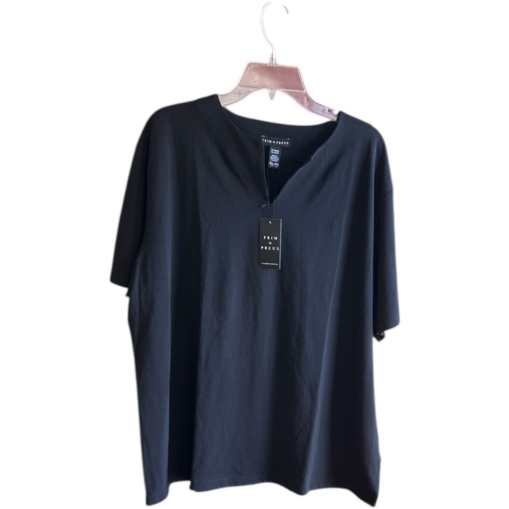 NWT Prim & Preux Women's black Cotton short sleeves Easy Fit Polo Size 3XL
